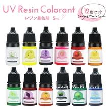 【レジン着色剤14点セット 着色剤12色 5ml レジン液100ｇ2本セット】レジン液セット 着色料 ボトルサイス：H4.7cm_画像2