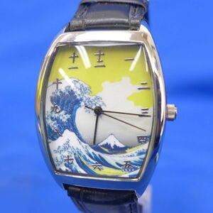 内S7516●【電池入替/動作確認済】JAXIS　MODERN-TIMEPIECE　葛飾北斎　ジェイアクシス　メンズ腕時計　