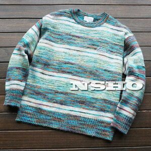 3349【XL】国内未発売 BETM 完売 デザイナーズ WOOL混 高級 民族ネイティブ 春秋冬 ニット セーター 軽量