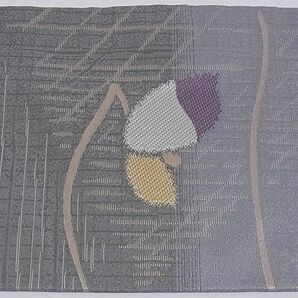 平和屋川間店■九寸名古屋帯 草花文 金糸 正絹 逸品 A-sx6724の画像5