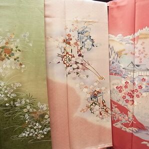 平和屋川間店■着物 まとめて 100点 風景 松竹梅 花柄 友禅 駒刺繍 型染め 金彩 など 着用可能多数 未使用品あり 全て正絹 ppp236の画像8