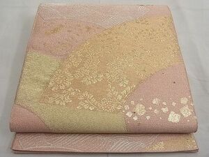 平和屋川間店■太鼓柄袋帯　綴れ　地紙箔散らし文様　金銀糸　逸品　n-ar2770