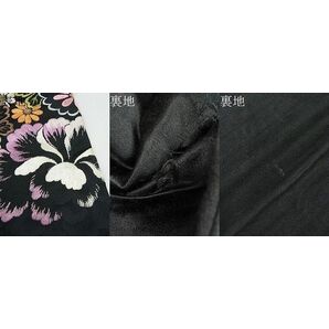 平和屋2■アンティーク 大正ロマン 九寸名古屋帯 総刺繍 草花文 黒地 金糸 逸品 DAAA8087feの画像9