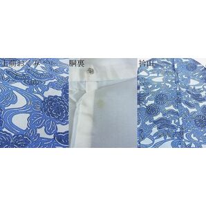 平和屋2■上質な小紋 型染め 藍 流水花文 逸品 DAAB2165azの画像6