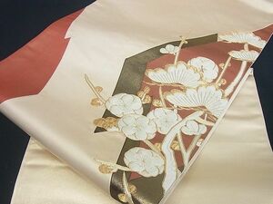 平和屋川間店■六通太鼓柄袋帯　駒刺繍　切嵌　枝梅松文　金糸　逸品　wb3380