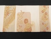 平和屋川間店■九寸名古屋帯　唐織　色紙草花文　金糸　正絹　逸品　A-dp3900_画像5