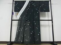 平和屋川間店■夏物　小紋　丸文　黒地　着丈157.5cm　裄丈67cm　洗える着物　B-wt8699_画像2