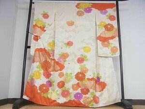 平和屋川間店■豪華振袖　駒刺繍　雲取吉祥花文　金彩　逸品　ar3942