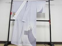 平和屋川間店■夏物　訪問着　絽　群れ鳥　着丈160.5cm　裄丈63.5cm　洗える着物　B-ph6205_画像2