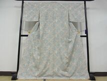 平和屋川間店■上質な紬　花唐草文　ロング丈　着丈171cm　裄丈66.5cm　正絹　逸品　B-wt6501_画像1