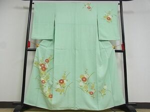 平和屋川間店■訪問着　駒刺繍　枝菊文　着丈160cm　裄丈64.5cm　正絹　逸品　B-wt7547