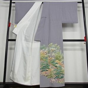 平和屋川間店■豪華色留袖 友禅 作家物 風景花文 着丈154.5cm 裄丈62.5cm 正絹 逸品 B-wt9026の画像3