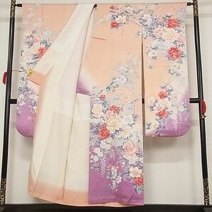 平和屋川間店■豪華振袖 花鳥文 暈し染め 着丈149.5cm 裄丈65cm 正絹 逸品 A-ck5055の画像2