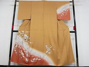 平和屋川間店■訪問着　色紙枝花文　暈し染め　金彩　着丈148.5cm　裄丈60cm　正絹　逸品　A-ex6087