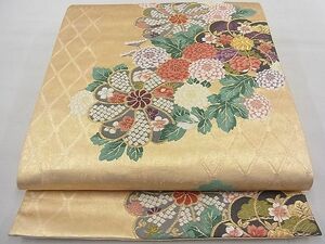 平和屋野田店■六通柄袋帯　唐織　吉兆菊花文　金糸　逸品　n-fw5777