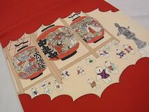 平和屋野田店■　塩瀬　九寸開き名古屋帯　手描き　唐子　逸品　n-ow1399_画像2