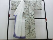 平和屋野田店■上質な小紋　型染め　籬花鳥文　逸品　n-kg5891_画像2