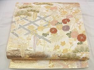 平和屋野田店■九百佐賀錦　六通柄袋帯　唐織　蒔絵　金糸　逸品　n-me1463