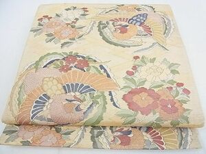 平和屋2■六通柄袋帯　花鳥文　金糸　逸品　1wb1482