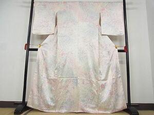 平和屋-こころ店■上質な小紋　孔雀羽花文　暈し染　金銀彩　着丈164cm　裄丈67.5cm　正絹　逸品　1B-wt2230