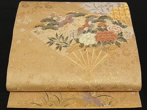 平和屋川間店■六通柄袋帯　唐織　桃山蒔絵小袖文　金糸　正絹　逸品　A-yi2829