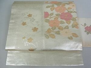 平和屋川間店■九寸名古屋帯　枝花文　金糸　引箔　逸品　du2066