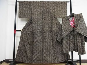 平和屋-こころ店■希少　本場大島紬　龍郷絣　秋名バラ　アンサンブル　着丈158cm　裄丈62cm　正絹　逸品　AAAC5064np