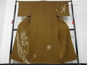 平和屋-こころ店■訪問着　絞り　刺繍　童話　兎と亀　金彩　着丈153cm　裄丈62.5cm　正絹　逸品　A-ja5941