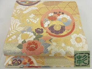 平和屋2■銀座きしや　佐賀錦　六通柄袋帯　唐織　花丸文　金糸　逸品　du4618