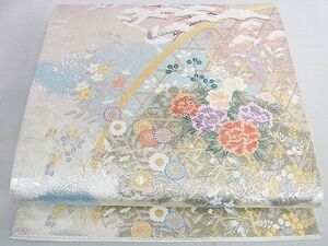 平和屋2■六通柄袋帯　唐織　檜垣流水花　九百本金弐重織　金銀糸　逸品　1ic1079