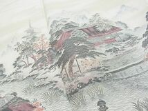 平和屋2■色留訪問着　寿光織　風景文　暈し染め　逸品　ox5625_画像5