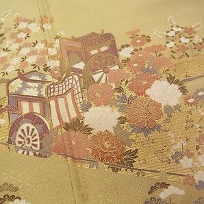 平和屋1■訪問着 駒刺繍 御所車草花文 金彩 逸品 vf8465の画像4