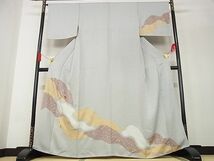 平和屋-こころ店■訪問着　絞り　椿文　金糸　金彩　着丈163cm　裄丈65.5cm　正絹　逸品　A-ja5989_画像1