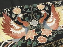 平和屋-こころ店■豪華黒留袖　作家物　向かい鳥花文　金彩　着丈162cm　裄丈66.5cm　正絹　逸品　1B-wt2174_画像6