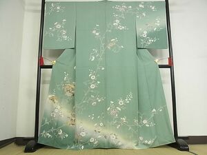 平和屋-こころ店■訪問着　地紙花唐草文　暈し染め　金銀彩　着丈162.5cm　裄丈67cm　正絹　逸品　B-zg9423