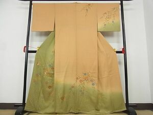 平和屋-こころ店■訪問着　枝垂れ花文　暈し染　金彩　着丈163cm　裄丈66cm　正絹　逸品　1B-wt2163