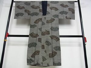 平和屋-こころ店■男性　長襦袢(袷)　地紙笹竹文　正絹　逸品　B-oa8794