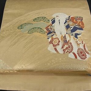 平和屋川間店■六通太鼓柄袋帯 鏡獅子 塗金引箔 逸品 qp0436の画像1