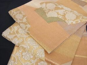 平和屋川間店■佐賀錦　六通柄袋帯　地紙重ね花唐草文　金糸　正絹　逸品　A-tn1046