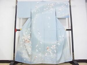 平和屋-こころ店■訪問着　舞扇枝垂花文　暈し染め　金彩　着丈160cm　裄丈66cm　正絹　逸品　A-ta9038