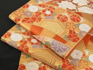 平和屋川間店■六通柄袋帯　唐織　吉祥花文　金糸　正絹　逸品　A-yi2732