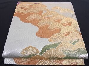 平和屋川間店■六通柄袋帯　九百錦　華雅文様　松　金銀糸　正絹　逸品　A-az3987