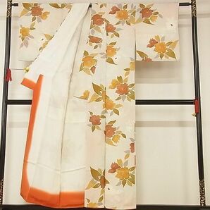 平和屋-こころ店■上質な小紋 舞花文 地紋起こし 着丈153cm 裄丈62.5cm 正絹 逸品 A-ck8380の画像2