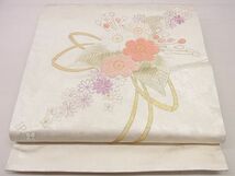 平和屋川間店■袋帯　総刺繍　花束文　金銀糸　逸品　n-hj6237_画像2