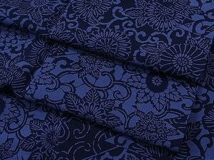 平和屋1■上質な小紋　藍　型染め　古代菊　逸品　ua6681
