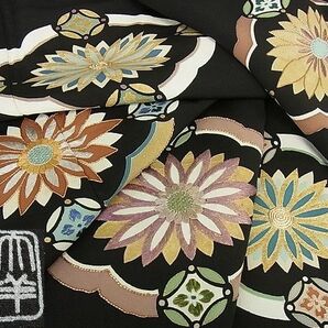 平和屋2■染刺工芸 大羊居 東京友禅 黒留袖 駒刺繍 花菱文 金銀糸 高島屋扱い 逸品 1ps4469の画像1