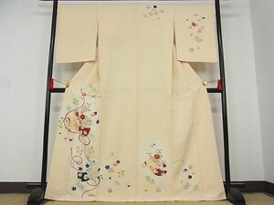 平和屋-こころ店■訪問着　刺繍　飾花文　着丈167cm　裄丈67cm　正絹　逸品　B-wt9932