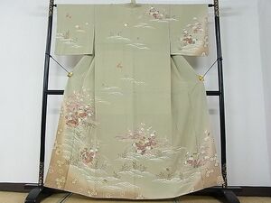 平和屋2■訪問着　駒刺繍　吉祥花松文　暈し染め　金彩　逸品　fe8847