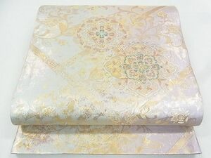 平和屋2■六通柄袋帯　天井花文　金糸　逸品　ox5750