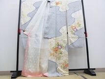 平和屋野田店■豪華振袖　絞り　駒刺繍　花屏風　金彩　逸品　n-kg5901_画像2